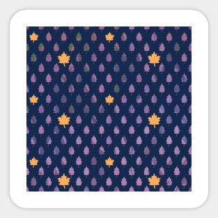 Golden Autumn Leaves and Cool Purple Winter Trees Sticker